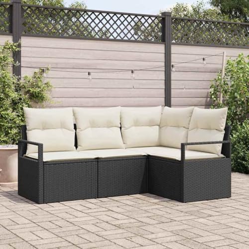 Qnhdfrt Garten Ecksofa Set 3 Teile Schwarz aus Poly Rattan mit Modularer Anordnung Wetterfest und Einfacher Montage für Balkon Terrasse und Garten von Qnhdfrt