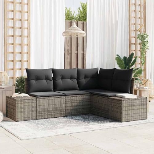 Qnhdfrt Garten Ecksofa Set 4 Teile Grau Rattan Modernes Design Wetterfest mit Kissen für Terrasse Garten und Balkon Qnhdfrt Garten Ecksofa Set 4 Teile Grau Rattan Modernes Design Wetterfest mit Kissen für Terrasse Garten und Balkon von Qnhdfrt