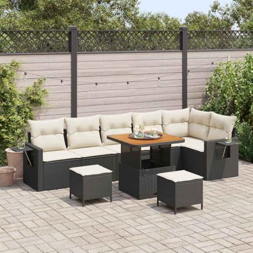 Qnhdfrt Garten Ecksofa Set 4 Teile Outdoor Poly Rattan Schwarz Modulares Design mit Cremeweißen Kissen für Terrasse Balkon und Garten Qnhdfrt Garten Ecksofa Set 4 Teile Outdoor Poly Rattan Schwarz Modulares Design mit Cremeweißen Kissen für Terrasse Balkon und Garten von Qnhdfrt