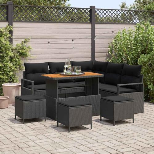 Qnhdfrt Garten Ecksofa Set 5 Sitzer Outdoor Lounge Möbel Schwarz Modernes Rattan Sofa Set mit Kissen für Terrasse Garten Balkon Qnhdfrt Garten Ecksofa Set 5 Sitzer Outdoor Lounge Möbel Schwarz Modernes Rattan Sofa Set mit Kissen für Terrasse Garten Balkon von Qnhdfrt