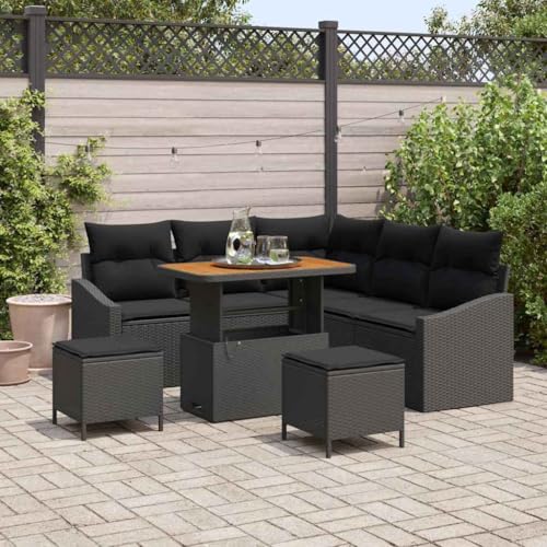 Qnhdfrt Garten Ecksofa Set 5-TLG Schwarz Modernes Design aus Poly-Rattan mit Kissen und Stahlrahmen für Terrasse Garten und Balkon Qnhdfrt Garten Ecksofa Set 5-TLG Schwarz Modernes Design aus Poly-Rattan mit Kissen und Stahlrahmen für Terrasse Garten und Balkon von Qnhdfrt