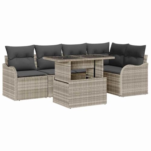 Qnhdfrt Garten Ecksofa Set 5-TLG in Hellgrau aus Poly-Rattan mit abnehmbaren Kissen Modernes Design für Balkon Terrasse und Garten Qnhdfrt Garten Ecksofa Set 5-TLG in Hellgrau aus Poly-Rattan mit abnehmbaren Kissen Modernes Design für Balkon Terrasse und Garten von Qnhdfrt