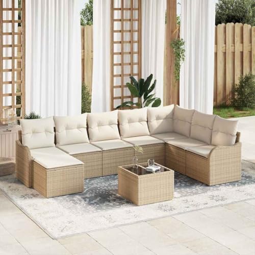 Qnhdfrt Garten Ecksofa Set 5 Teile Beige Poly Rattan Outdoor Sofa Set mit Tisch Modernes Design für Terrasse Balkon und Garten von Qnhdfrt