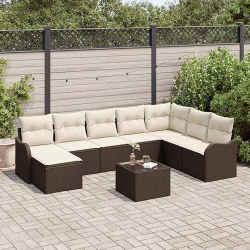 Qnhdfrt Garten Ecksofa Set 5 Teile Braun Modernes Design mit Kissen aus Poly Rattan UV Beständig für Terrasse Balkon und Garten von Qnhdfrt