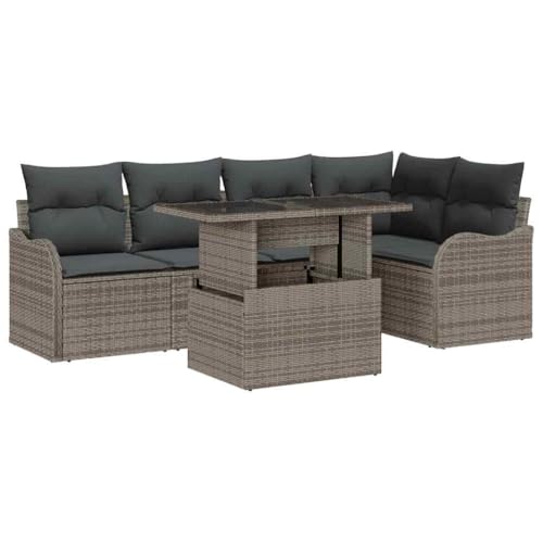 Qnhdfrt Garten Ecksofa Set 5 Teile Grau Modernes Poly Rattan Sofa Set mit Tisch und Kissen Wetterfeste Lounge Möbel für Balkon Garten Terrasse Qnhdfrt Garten Ecksofa Set 5 Teile Grau Modernes Poly Rattan Sofa Set mit Tisch und Kissen Wetterfeste Lounge Möbel für Balkon Garten Terrasse von Qnhdfrt