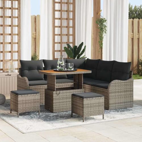 Qnhdfrt Garten Ecksofa Set 5 Teile Grau Modernes Poly Rattan Sofa mit Kissen Modular für Garten Terrasse Balkon Qnhdfrt Garten Ecksofa Set 5 Teile Grau Modernes Poly Rattan Sofa mit Kissen Modular für Garten Terrasse Balkon von Qnhdfrt