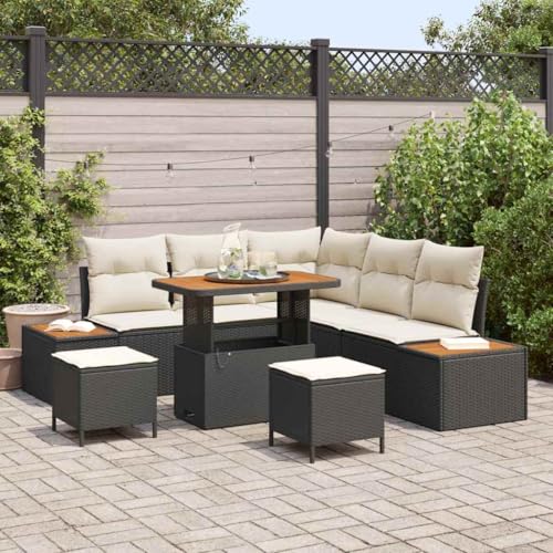 Qnhdfrt Garten Ecksofa Set 5 Teile Schwarz Modernes Design Outdoor Lounge Sitzgruppe mit Tisch und Kissen für Balkon Terrasse Garten von Qnhdfrt