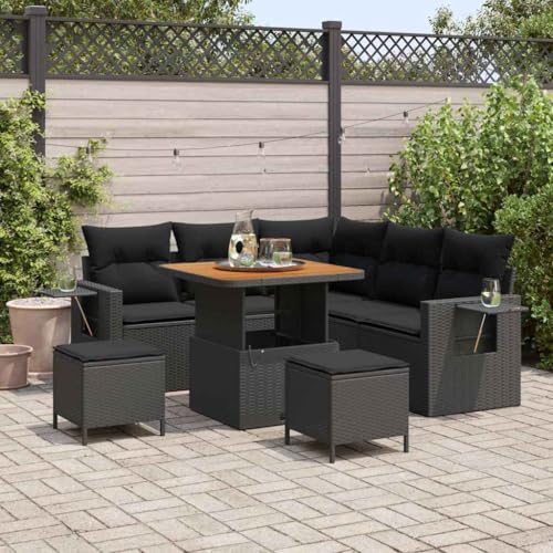 Qnhdfrt Garten Ecksofa Set 5 Teile Schwarz Modernes Outdoor Lounge Möbel aus Poly Rattan mit Kissen für Terrasse Garten Balkon von Qnhdfrt