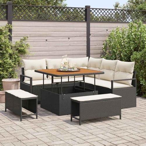 Qnhdfrt Garten Ecksofa Set 5 teilig aus Poly Rattan mit wasserfesten Kissen Schwarz Modernes Design für Terrasse Balkon und Garten Qnhdfrt Garten Ecksofa Set 5 teilig aus Poly Rattan mit wasserfesten Kissen Schwarz Modernes Design für Terrasse Balkon und Garten von Qnhdfrt