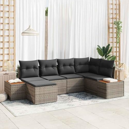 Qnhdfrt Garten Ecksofa Set 6 Teile Grau Outdoor Lounge Möbel aus Poly Rattan mit Stauraum und Kissen für Terrasse Garten Balkon Qnhdfrt Garten Ecksofa Set 6 Teile Grau Outdoor Lounge Möbel aus Poly Rattan mit Stauraum und Kissen für Terrasse Garten Balkon von Qnhdfrt