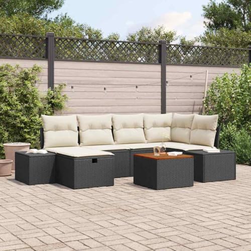 Qnhdfrt Garten Ecksofa Set 7 teilig Schwarz aus Poly Rattan mit Stauraum und Kissen Modernes Design für Terrasse Garten und Balkon Qnhdfrt Garten Ecksofa Set 7 teilig Schwarz aus Poly Rattan mit Stauraum und Kissen Modernes Design für Terrasse Garten und Balkon von Qnhdfrt