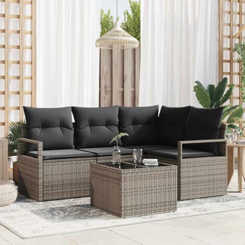 Qnhdfrt Garten Ecksofa Set Grau 4-TLG Outdoor Rattan Sofagarnitur mit Tisch Modernes Design für Terrasse Balkon Qnhdfrt Garten Ecksofa Set Grau 4-TLG Outdoor Rattan Sofagarnitur mit Tisch Modernes Design für Terrasse Balkon von Qnhdfrt
