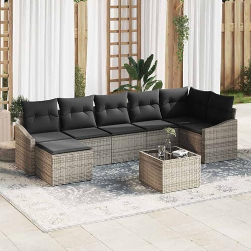 Qnhdfrt Garten Ecksofa Set Grau 7 Sitzer mit Tisch und Hocker aus Natur Rattan Modernes Design für Terrasse Balkon und Garten Qnhdfrt Garten Ecksofa Set Grau 7 Sitzer mit Tisch und Hocker aus Natur Rattan Modernes Design für Terrasse Balkon und Garten von Qnhdfrt