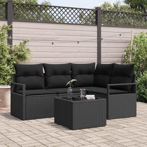 Qnhdfrt Garten Ecksofa Set Schwarz 4 Teile Outdoor Sitzgruppe aus Poly Rattan mit Modularer Flexibilität für Terrasse Balkon Garten von Qnhdfrt