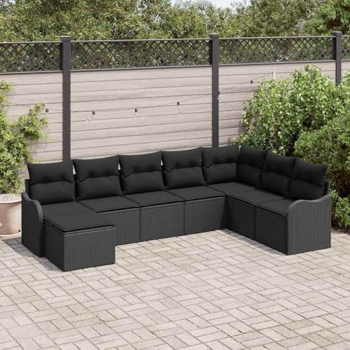 Qnhdfrt Garten Ecksofa Set Schwarz 4 Teile Poly Rattan Outdoor Möbel mit Kissen für 6 Personen Modernes Design Langlebig und UV Beständig für Terrasse Garten und Balkon von Qnhdfrt