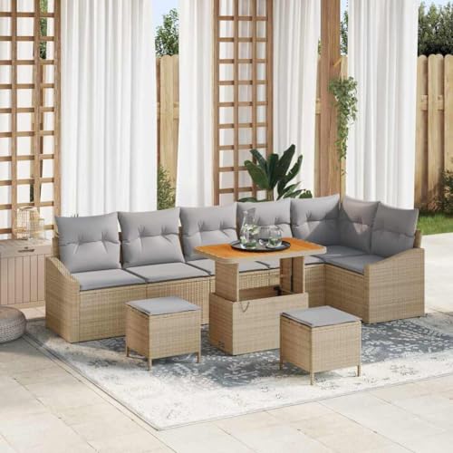 Qnhdfrt Garten-Ecksofa-Set aus Poly-Rattan Beige mit grauen Kissen, modernes Design für Terrasse, Balkon und Garten, UV-beständig und pflegeleicht Qnhdfrt Garten-Ecksofa-Set aus Poly-Rattan Beige mit grauen Kissen, modernes Design für Terrasse, Balkon und Garten, UV-beständig und pflegeleicht von Qnhdfrt