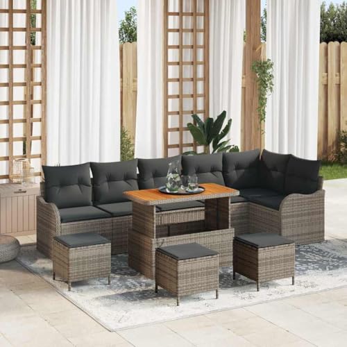 Qnhdfrt Garten-Ecksofa-Set aus grauem Poly-Rattan mit wasserfesten Kissen, modernes Design für Terrasse, Balkon und Garten Qnhdfrt Garten-Ecksofa-Set aus grauem Poly-Rattan mit wasserfesten Kissen, modernes Design für Terrasse, Balkon und Garten von Qnhdfrt