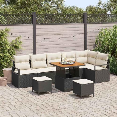 Qnhdfrt Garten-Ecksofa-Set aus natürlichem Rattan Schwarz Modernes Design mit abnehmbaren Kissen für Terrasse Balkon und Garten Qnhdfrt Garten-Ecksofa-Set aus natürlichem Rattan Schwarz Modernes Design mit abnehmbaren Kissen für Terrasse Balkon und Garten von Qnhdfrt