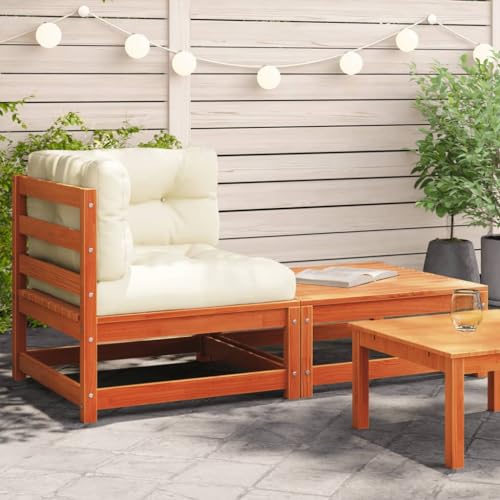 Qnhdfrt Garten Ecksofa aus massivem Kiefernholz mit Kissen und Hocker, Outdoor Sofa Lounge Set in wachsbrown für Garten, Terrasse oder Balkon, langlebig und modular anpassbar Qnhdfrt Garten Ecksofa aus massivem Kiefernholz mit Kissen und Hocker, Outdoor Sofa Lounge Set in wachsbrown für Garten, Terrasse oder Balkon, langlebig und modular anpassbar von Qnhdfrt