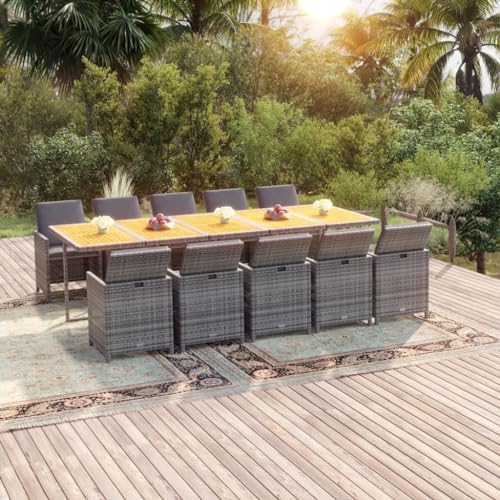 Qnhdfrt Garten Essgruppe 10 Stühle Set Grau PE Rattan Outdoor Esstisch mit Kissen für Terrasse Garten Balkon Qnhdfrt Garten Essgruppe 10 Stühle Set Grau PE Rattan Outdoor Esstisch mit Kissen für Terrasse Garten Balkon von Qnhdfrt