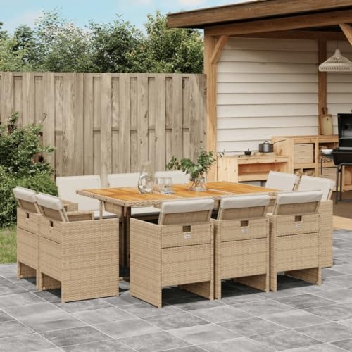 Qnhdfrt Garten Essgruppe 10 Stühle Set mit Tisch aus PE Rattan und Akazienholz Klappbare Stühle für Terrasse Balkon und Garten Qnhdfrt Garten Essgruppe 10 Stühle Set mit Tisch aus PE Rattan und Akazienholz Klappbare Stühle für Terrasse Balkon und Garten von Qnhdfrt