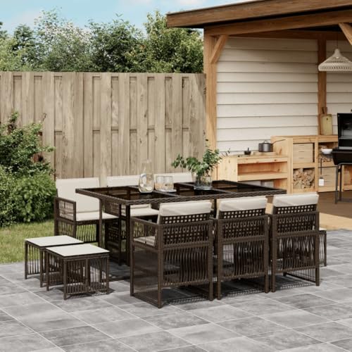 Qnhdfrt Garten Essgruppe 11 TLG Braun mit Kissen PE Rattan Outdoor Sitzgruppe Klappbar und Platzsparend für Garten Balkon Terrasse Qnhdfrt Garten Essgruppe 11 TLG Braun mit Kissen PE Rattan Outdoor Sitzgruppe Klappbar und Platzsparend für Garten Balkon Terrasse von Qnhdfrt