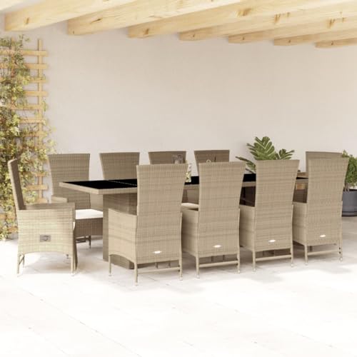 Qnhdfrt Garten Essgruppe 11 TLG mit Kissen Poly Rattan Set Outdoor Lounge Möbel für Garten Balkon Terrasse Qnhdfrt Garten Essgruppe 11 TLG mit Kissen Poly Rattan Set Outdoor Lounge Möbel für Garten Balkon Terrasse von Qnhdfrt