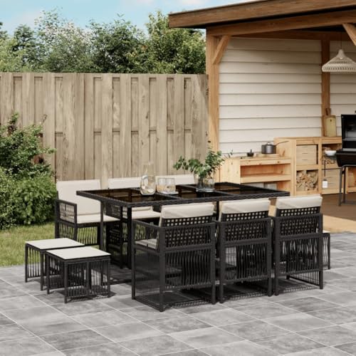 Qnhdfrt Garten Essgruppe 11 teilig mit Kissen Schwarz PE Rattan Outdoor Möbel Klappbar und Platzsparend für Terrasse Garten und Balkon Qnhdfrt Garten Essgruppe 11 teilig mit Kissen Schwarz PE Rattan Outdoor Möbel Klappbar und Platzsparend für Terrasse Garten und Balkon von Qnhdfrt