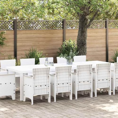 Qnhdfrt Garten Essgruppe 13 TLG Weiß 300x100x73 cm Poly Rattan Set mit Tisch und Stühlen Modernes Design UV Beständig für Terrasse Garten und Balkon Qnhdfrt Garten Essgruppe 13 TLG Weiß 300x100x73 cm Poly Rattan Set mit Tisch und Stühlen Modernes Design UV Beständig für Terrasse Garten und Balkon von Qnhdfrt