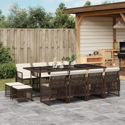 Qnhdfrt Garten Essgruppe 13 teilig Poly Rattan Set Braun mit Kissen Klappbare Stühle und Hocker für Terrasse Balkon Garten Qnhdfrt Garten Essgruppe 13 teilig Poly Rattan Set Braun mit Kissen Klappbare Stühle und Hocker für Terrasse Balkon Garten von Qnhdfrt