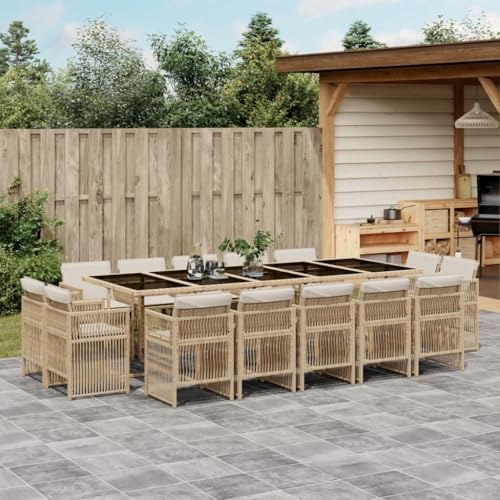 Qnhdfrt Garten Essgruppe 15 teilig Poly Rattan Set mit Kissen Klappstühle und Glas Tischplatte für Terrasse Garten und Balkon Qnhdfrt Garten Essgruppe 15 teilig Poly Rattan Set mit Kissen Klappstühle und Glas Tischplatte für Terrasse Garten und Balkon von Qnhdfrt