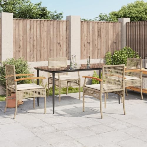 Qnhdfrt Garten Essgruppe 160 x 80 cm mit 4 Stühlen und Kissen PE Rattan Outdoor Möbel Set für Terrasse Garten Balkon von Qnhdfrt