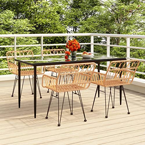Qnhdfrt Garten Essgruppe 160x80 cm 5 TLG Set PE Rattan Outdoor Esstisch mit 4 Stühlen Schwarz für Terrasse Balkon Garten Qnhdfrt Garten Essgruppe 160x80 cm 5 TLG Set PE Rattan Outdoor Esstisch mit 4 Stühlen Schwarz für Terrasse Balkon Garten von Qnhdfrt