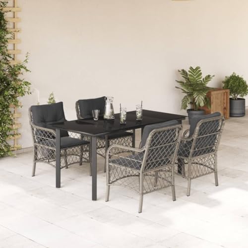 Qnhdfrt Garten Essgruppe 160x80 cm mit Kissen PE Rattan Set Outdoor Esstisch und 4 Stühle für Terrasse Balkon Garten Qnhdfrt Garten Essgruppe 160x80 cm mit Kissen PE Rattan Set Outdoor Esstisch und 4 Stühle für Terrasse Balkon Garten von Qnhdfrt