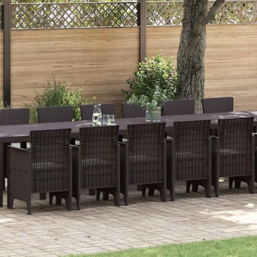 Qnhdfrt Garten Essgruppe 17 pcs Braun 16 Sitzer Rattan Metall Tisch und Stühle Set für Outdoor Terrassen Gärten von Qnhdfrt