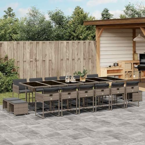 Qnhdfrt Garten Essgruppe 17 teilig Grau PE Rattan Klappbar mit Kissen für Terrasse Balkon und Garten Qnhdfrt Garten Essgruppe 17 teilig Grau PE Rattan Klappbar mit Kissen für Terrasse Balkon und Garten von Qnhdfrt