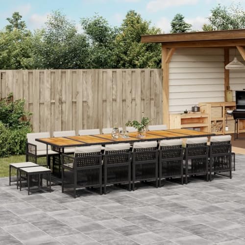 Qnhdfrt Garten Essgruppe 17 teilig aus PE Rattan mit Akazienholz Tischplatte Klappbare Stühle und Hocker für Balkon Terrasse Garten Qnhdfrt Garten Essgruppe 17 teilig aus PE Rattan mit Akazienholz Tischplatte Klappbare Stühle und Hocker für Balkon Terrasse Garten von Qnhdfrt