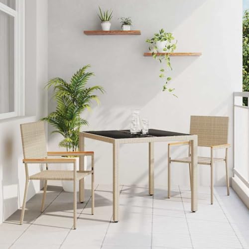 Qnhdfrt Garten Essgruppe 3-TLG Beige 90x90x75 cm aus wetterfestem Poly-Rattan mit stabilem Glas-Tisch Modernes Outdoor Lounge Set für Balkon Terrasse und Garten Qnhdfrt Garten Essgruppe 3-TLG Beige 90x90x75 cm aus wetterfestem Poly-Rattan mit stabilem Glas-Tisch Modernes Outdoor Lounge Set für Balkon Terrasse und Garten von Qnhdfrt