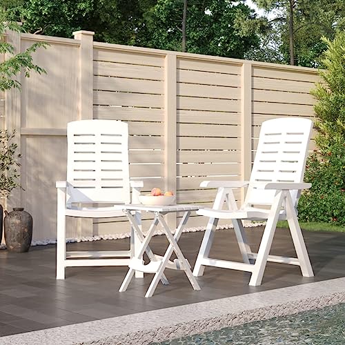 Qnhdfrt Garten Essgruppe 3 teilig Klappbar Weiß PP Outdoor Möbel Set mit Verstellbarer Rückenlehne für Balkon Terrasse Garten Qnhdfrt Garten Essgruppe 3 teilig Klappbar Weiß PP Outdoor Möbel Set mit Verstellbarer Rückenlehne für Balkon Terrasse Garten von Qnhdfrt