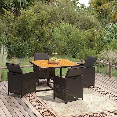 Qnhdfrt Garten Essgruppe 4 Stühle mit Kissen PE Rattan Schwarz Outdoor Esstisch Set 109 x 107 cm Modernes Design Robust und Langlebig für Terrasse Balkon Garten Qnhdfrt Garten Essgruppe 4 Stühle mit Kissen PE Rattan Schwarz Outdoor Esstisch Set 109 x 107 cm Modernes Design Robust und Langlebig für Terrasse Balkon Garten von Qnhdfrt