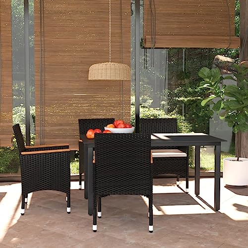 Qnhdfrt Garten Essgruppe 4 Stühle mit Kissen PE Rattan Schwarz und Glastisch 150 x 90 cm für Terrasse Balkon Garten Qnhdfrt Garten Essgruppe 4 Stühle mit Kissen PE Rattan Schwarz und Glastisch 150 x 90 cm für Terrasse Balkon Garten von Qnhdfrt
