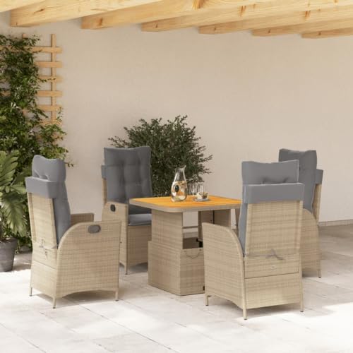 Qnhdfrt Garten Essgruppe 4 Stühle und Tisch Set aus PE Rattan mit Kissen Höhenverstellbarer Couchtisch und Relaxsessel für Terrasse Garten Balkon Qnhdfrt Garten Essgruppe 4 Stühle und Tisch Set aus PE Rattan mit Kissen Höhenverstellbarer Couchtisch und Relaxsessel für Terrasse Garten Balkon von Qnhdfrt