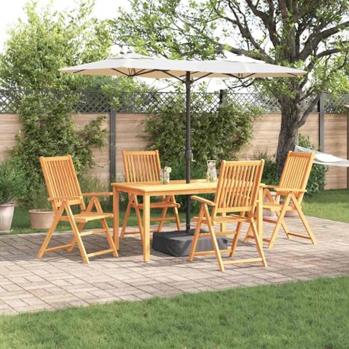 Qnhdfrt Garten Essgruppe 5 TLG Akazienholz Klappbar Outdoor Sitzgruppe mit Tisch und 4 Stühlen für Terrasse Balkon Garten von Qnhdfrt