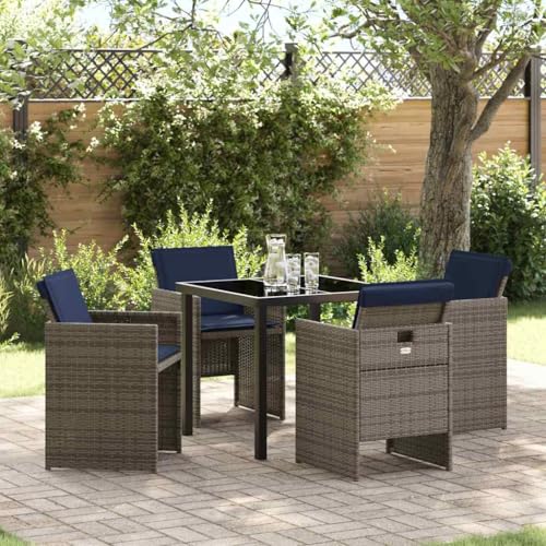 Qnhdfrt Garten Essgruppe 5 TLG Grau Poly Rattan klappbar wetterfest für Balkon Garten Terrasse Modernes Design Robustes Stahlgestell mit Outdoor Kissen Faltbare Sitzgruppe für kleine Balkone Qnhdfrt Garten Essgruppe 5 TLG Grau Poly Rattan klappbar wetterfest für Balkon Garten Terrasse Modernes Design Robustes Stahlgestell mit Outdoor Kissen Faltbare Sitzgruppe für kleine Balkone von Qnhdfrt
