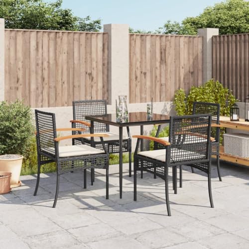 Qnhdfrt Garten Essgruppe 5 TLG Schwarz PE Rattan mit Kissen Outdoor Set für Terrasse Garten Balkon Qnhdfrt Garten Essgruppe 5 TLG Schwarz PE Rattan mit Kissen Outdoor Set für Terrasse Garten Balkon von Qnhdfrt