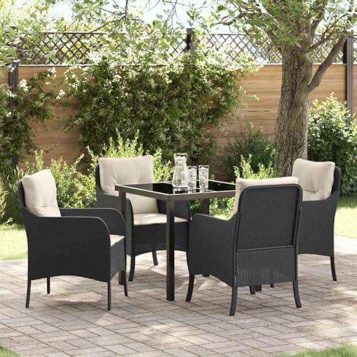 Qnhdfrt Garten Essgruppe 5 TLG Schwarz Poly Rattan 80 x 80 cm Tisch & 4 Klappstühle mit abnehmbaren Outdoor Kissen Modernes Design Robuste Balkonmöbel für kleine Balkon Terrasse Garten Qnhdfrt Garten Essgruppe 5 TLG Schwarz Poly Rattan 80 x 80 cm Tisch & 4 Klappstühle mit abnehmbaren Outdoor Kissen Modernes Design Robuste Balkonmöbel für kleine Balkon Terrasse Garten von Qnhdfrt