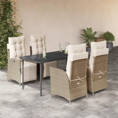 Qnhdfrt Garten Essgruppe 5 TLG Set aus PE Rattan mit Kissen und Glas Tisch für Terrasse Balkon Garten Qnhdfrt Garten Essgruppe 5 TLG Set aus PE Rattan mit Kissen und Glas Tisch für Terrasse Balkon Garten von Qnhdfrt