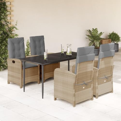 Qnhdfrt Garten Essgruppe 5 teilig PE Rattan Set mit Kissen Beigemischung Verstellbare Rückenlehne Outdoor Sitzgruppe für Terrasse Garten und Balkon Qnhdfrt Garten Essgruppe 5 teilig PE Rattan Set mit Kissen Beigemischung Verstellbare Rückenlehne Outdoor Sitzgruppe für Terrasse Garten und Balkon von Qnhdfrt