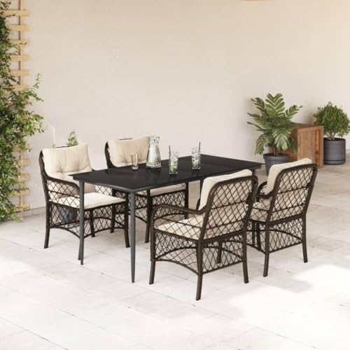 Qnhdfrt Garten Essgruppe 5 teilig mit Kissen PE Rattan Outdoor Möbel Set Schwarz Braun für Terrasse Garten und Balkon Qnhdfrt Garten Essgruppe 5 teilig mit Kissen PE Rattan Outdoor Möbel Set Schwarz Braun für Terrasse Garten und Balkon von Qnhdfrt