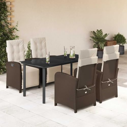 Qnhdfrt Garten Essgruppe 5 teilig mit Kissen PE Rattan Sitzgruppe Outdoor Verstellbare Liegestühle und Tisch für Garten Balkon Terrasse Braun Qnhdfrt Garten Essgruppe 5 teilig mit Kissen PE Rattan Sitzgruppe Outdoor Verstellbare Liegestühle und Tisch für Garten Balkon Terrasse Braun von Qnhdfrt